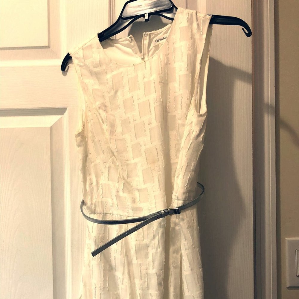 White Calvin Klein Dress with Belt